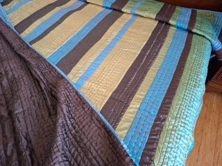 Colcha 105-120cm Rayas Azul y Marrón