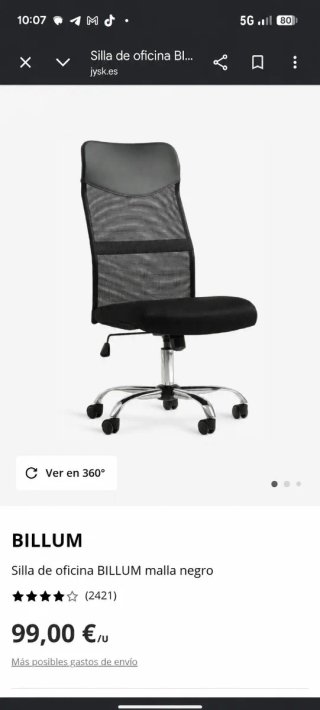 Silla de oficina JYSK BILLUM negra