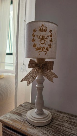 Lámpara mesita de noche Shabby Chic Madera