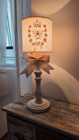 Lámpara mesita de noche Shabby Chic Madera