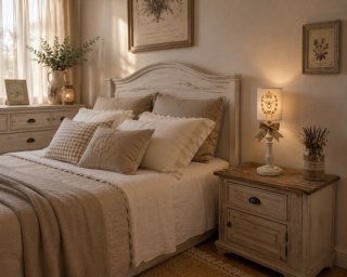 Lámpara mesita de noche Shabby Chic Madera
