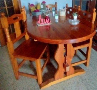 Mesa y 6 Sillas Madera Maciza