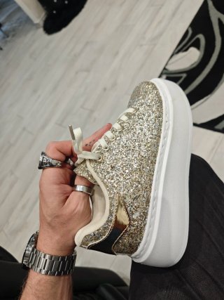 Scarpe ginnastica oro glitterate 37