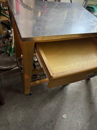 Mesa auxiliar cocina acero y madera
