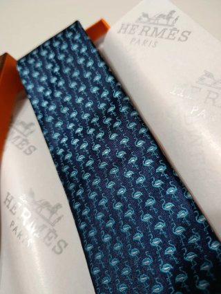 Corbata Hermes Flamencos Azul Marino