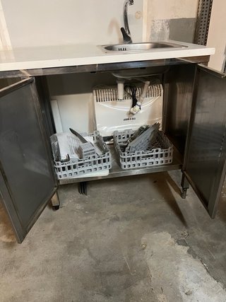 Mueble hostelería acero inox con marmol.