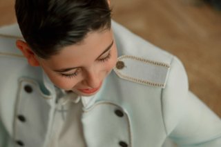 Traje de comunión niño azul claro