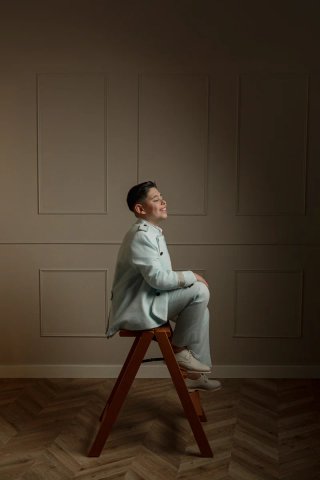 Traje de comunión niño azul claro