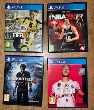 Lote 4 Juegos PS4: FIFA 20, FIFA 17, NBA 2K17, Unc