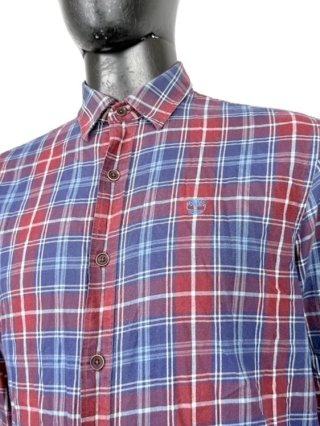 Camicia Timberland Uomo Taglia S Quadri Rosso Blu