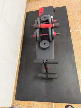 Banco de pesas Domyos ajustable con 2 pesas 9,5 kg