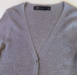 Chaqueta Zara Punto Mujer Plata Talla S
