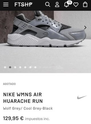 Zapatillas Nike Huarache Grises y Plateadas
