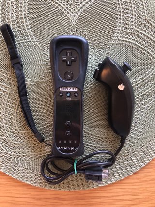 Mando Wii Motion Plus + Nunchuk Negros Compatibles