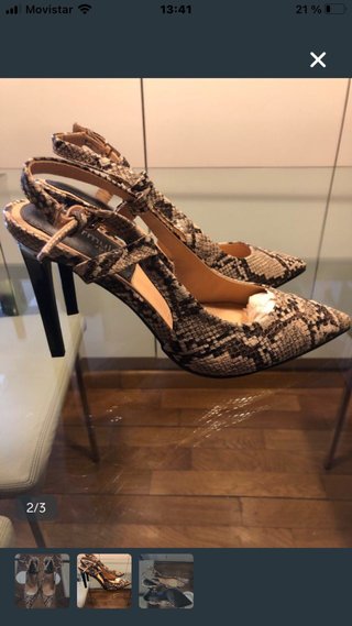 Sandalias tacón estampado serpiente