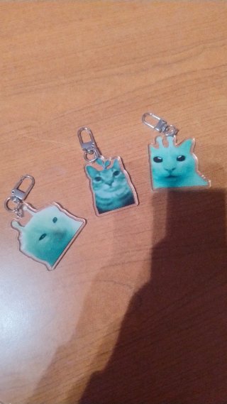 Portachiavi meme gatto alieno verde