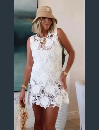 Vestido crochet flores Zara Talla L