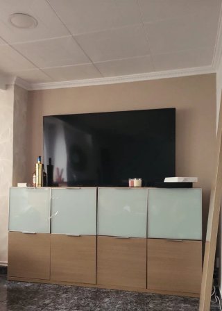 Armario de salón madera y cristal