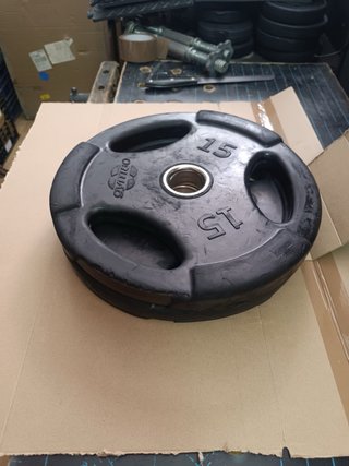 Lote de dos discos olimpicos de  15 kg.