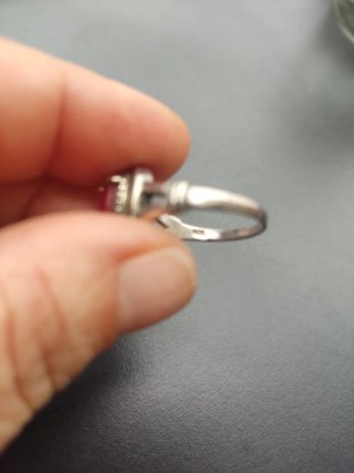 Anillo Plata Antiguo Piedra Roja