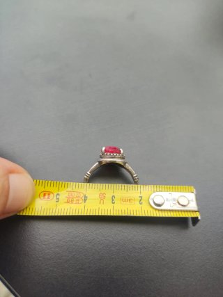 Anillo Plata Antiguo Piedra Roja