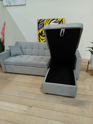 Sofá Cama Chaise Longue Gris