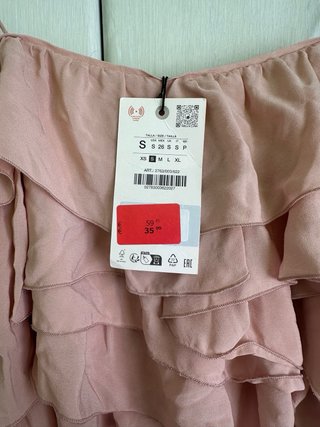Vestido Zara volantes rosa Talla S