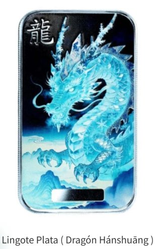 Onza de Plata Rectangular Dragón Yèqióng