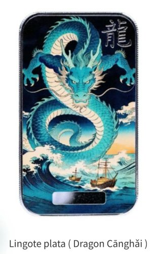 Onza de Plata Rectangular Dragón Yèqióng