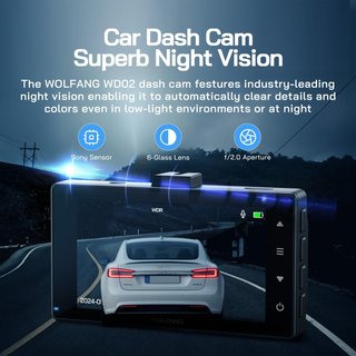 WOLFANG Dashcam Delantera y Trasera Full HD