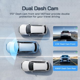 WOLFANG Dashcam Delantera y Trasera Full HD