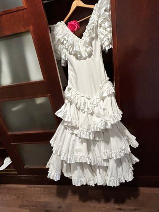 Vestido Flamenco Blanco Volantes