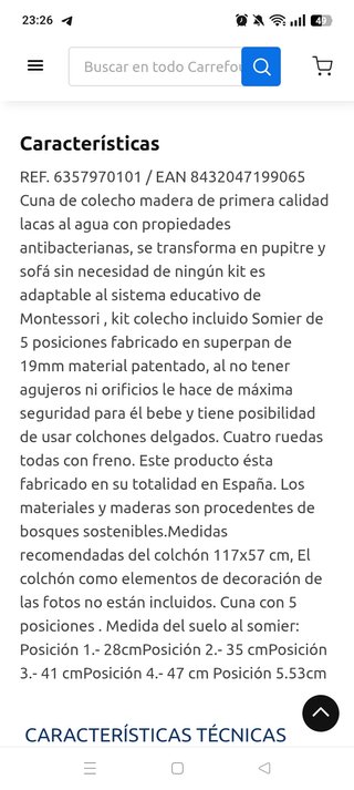 Cuna con colchón