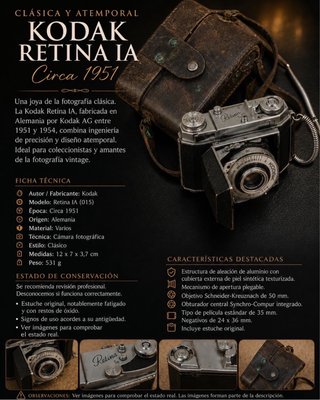 Kodak Retina IA Cámara Fotográfica Circa 1951