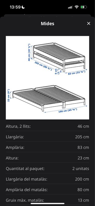 Cama individual apilable + colchón. NUEVO.