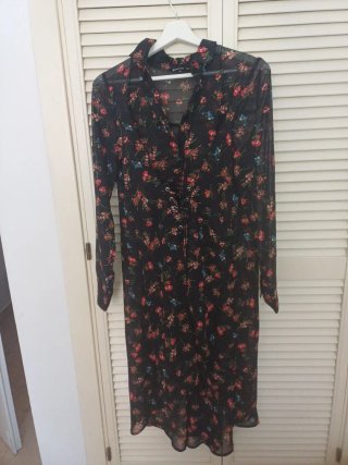Vestido largo floral negro