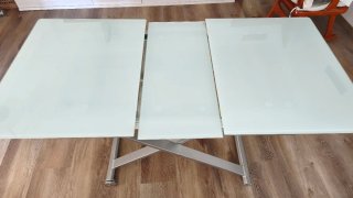 Mesa elevable y extensible cristal y metal