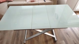 Mesa elevable y extensible cristal y metal