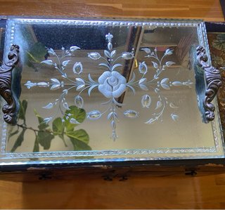 Bandeja cristal veneciano con asas metal