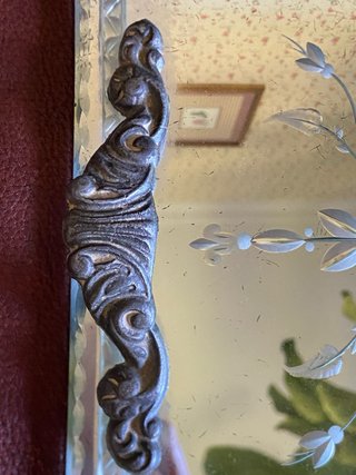 Bandeja cristal veneciano con asas metal