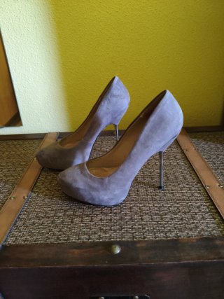 Salones Zara Talla 39 Tacón Aguja Gris