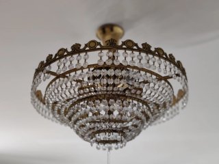 2 Lámparas Cristal de Roca Doradas