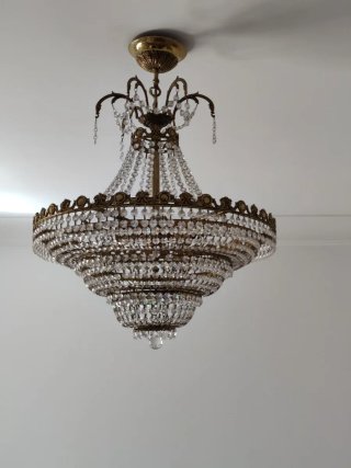 2 Lámparas Cristal de Roca Doradas