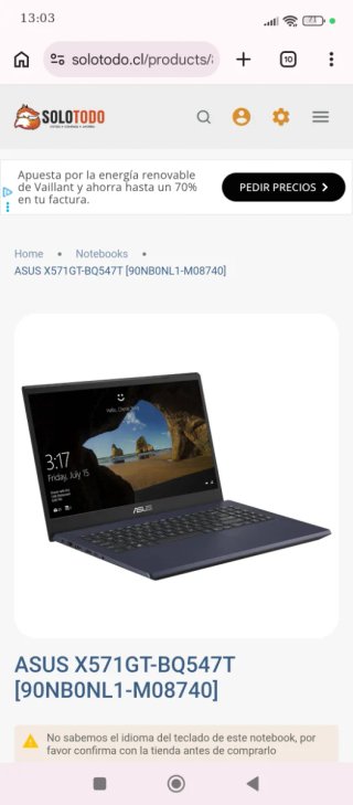 Portátil asus X571GT-BQ547T + ratón + base