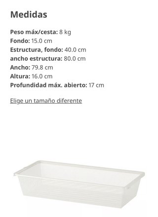 Cesto de rejilla BOAXEL IKEA blanco, 80x40x15 cm