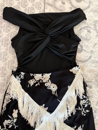 Conjunto Top Fruncido y Falda Flecos