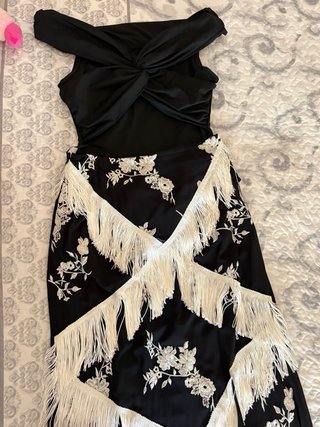 Conjunto Top Fruncido y Falda Flecos