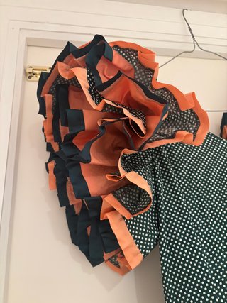 Traje Flamenca Niña Rosa Salmón y Verde