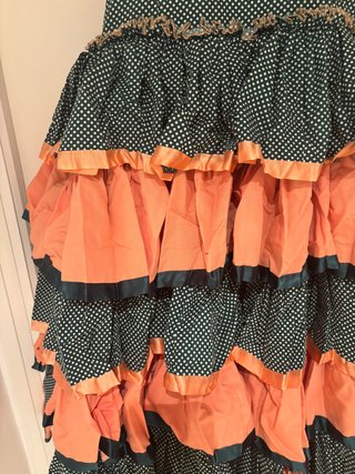 Traje Flamenca Niña Rosa Salmón y Verde