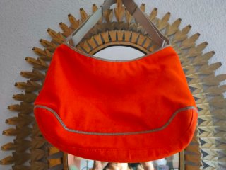 Bolso Lacoste Naranja Lona y Cuero